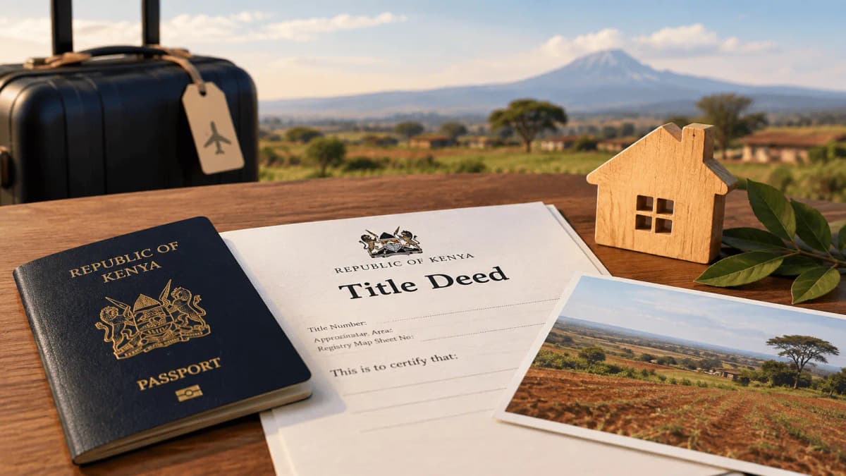 A Nairobi advocate explains what the law says when you sent money home to buy land and the title was registered in a relative’s name, the evidence which wins these cases, the caution which stops the land moving, and how to hold land safely from abroad.